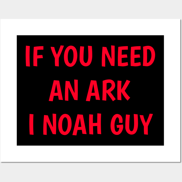 Funny Fishing Noah Ark Boat Christian Pun Text Wall Art by Normo Apparel